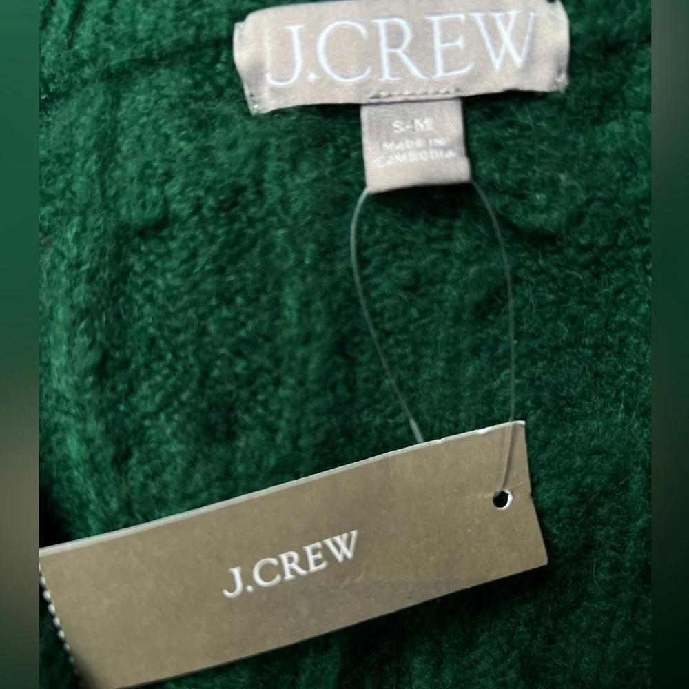 NWT JCREW S/M OVERSIZED GREEN THICK CABLED CARDIGAN SWEATER NEW NWT - Picture 7 of 9